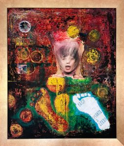 acrylic and collage ( cover: the Rolling Stones 1973)